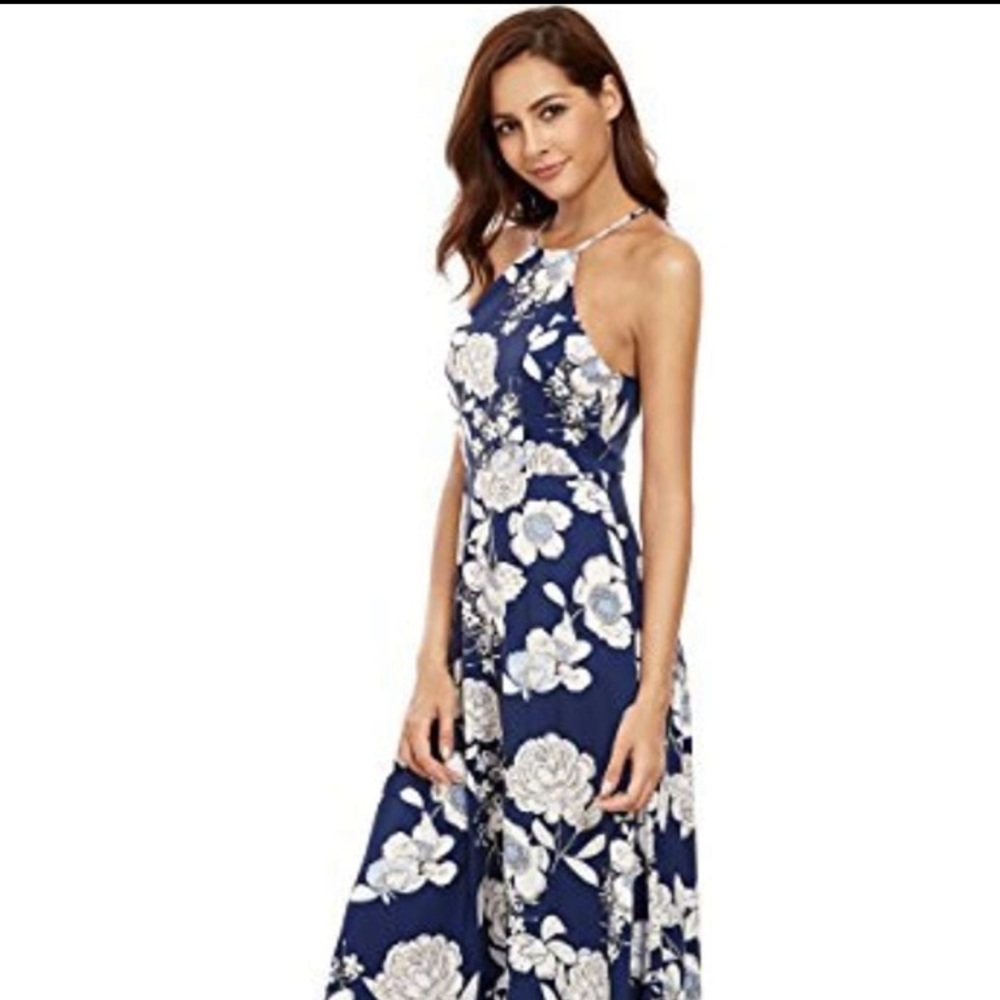 Floral halter maxi dress